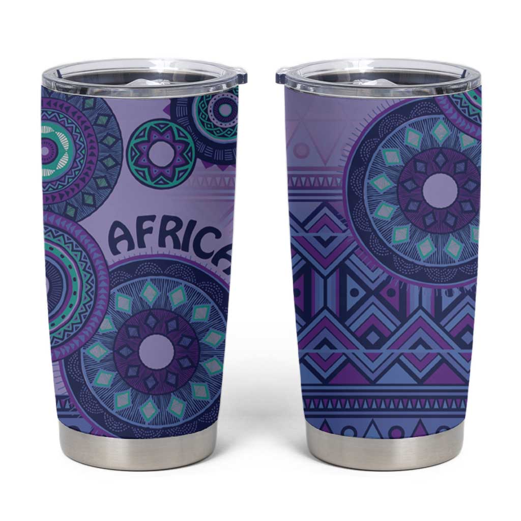 Africa Tribal Traditional Pattern Tumbler Cup Purple Motif - Wonder Print Shop