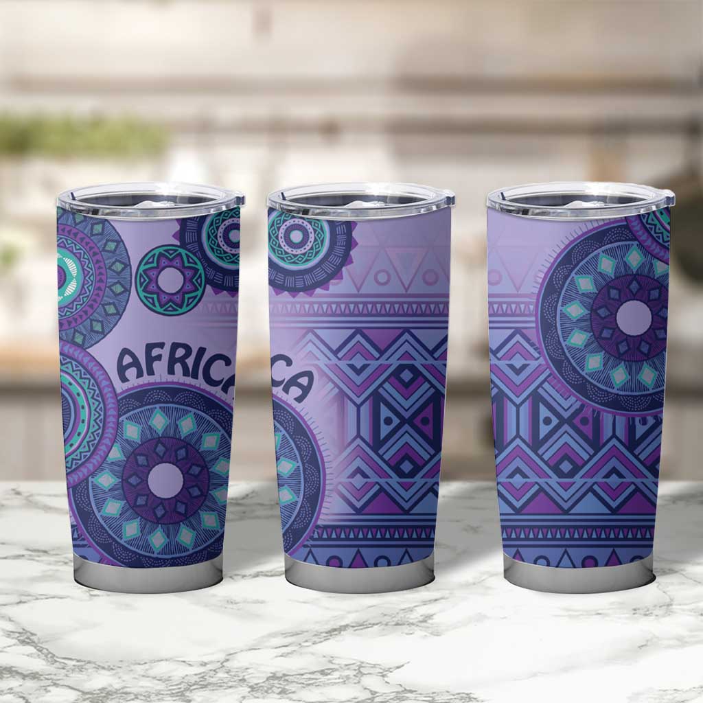 Africa Tribal Traditional Pattern Tumbler Cup Purple Motif - Wonder Print Shop