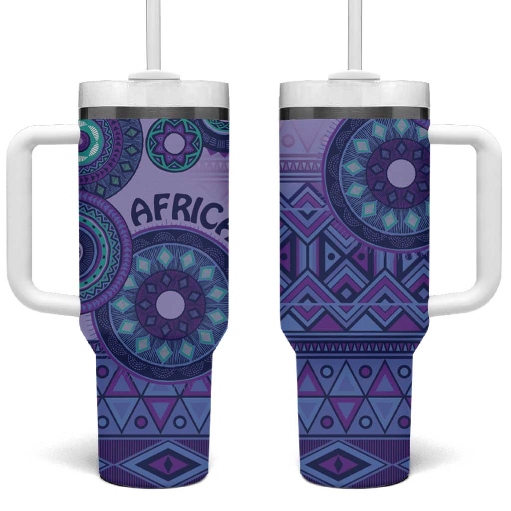Africa Tribal Traditional Pattern Tumbler With Handle Purple Motif - Wonder Print Shop