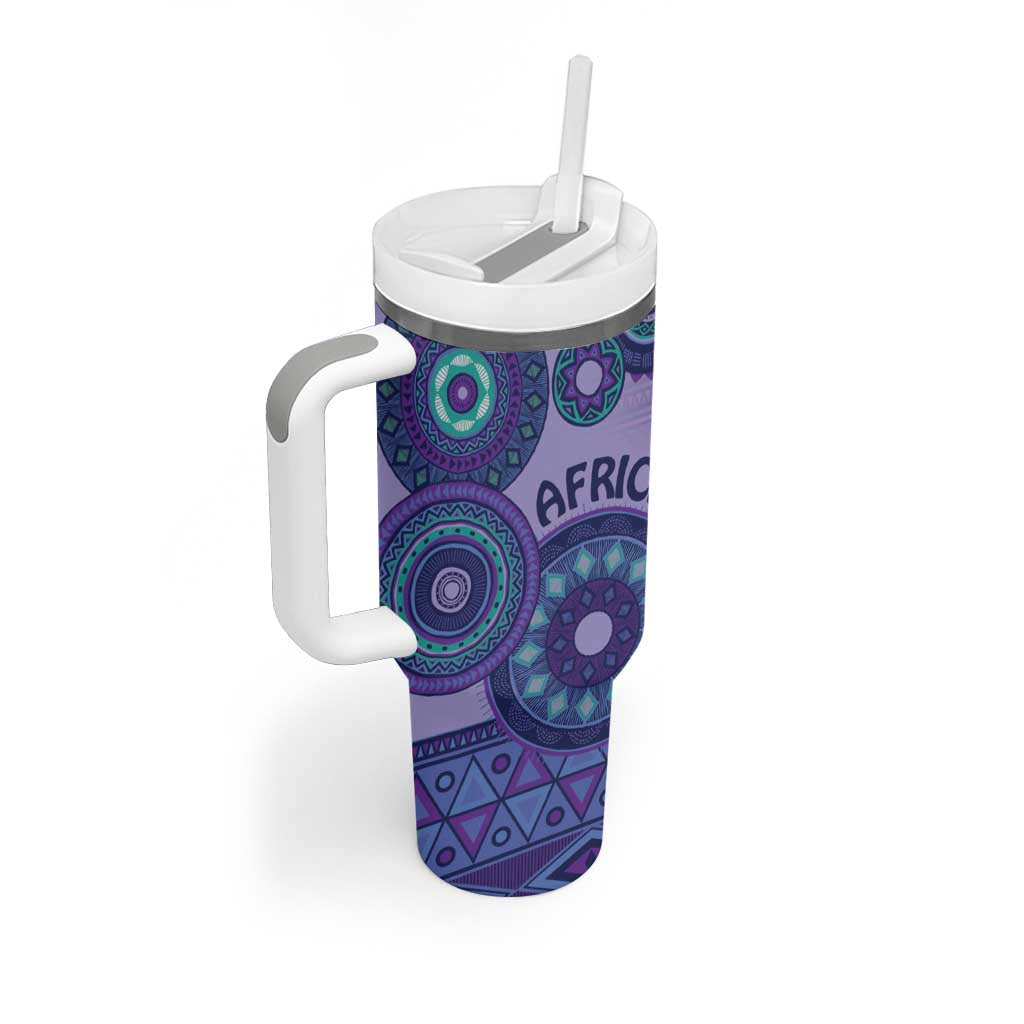 Africa Tribal Traditional Pattern Tumbler With Handle Purple Motif - Wonder Print Shop