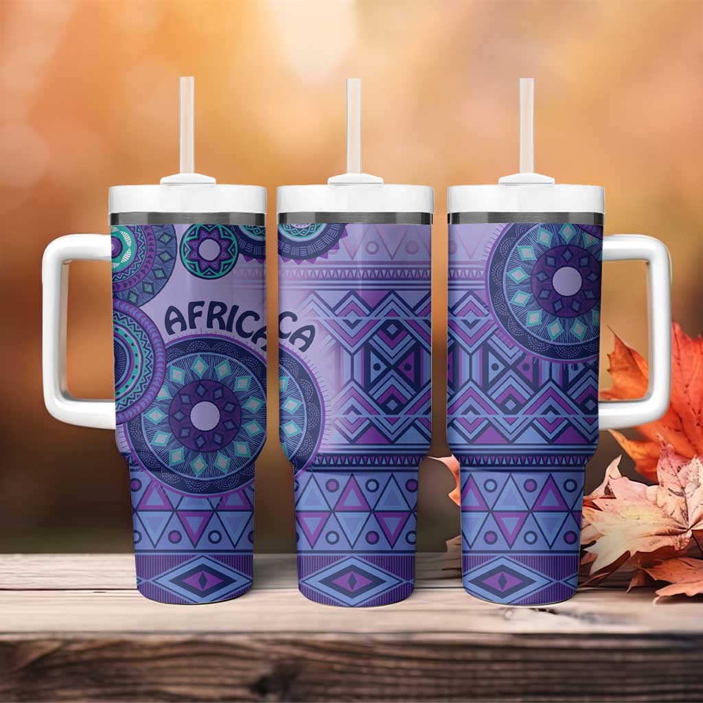 Africa Tribal Traditional Pattern Tumbler With Handle Purple Motif - Wonder Print Shop