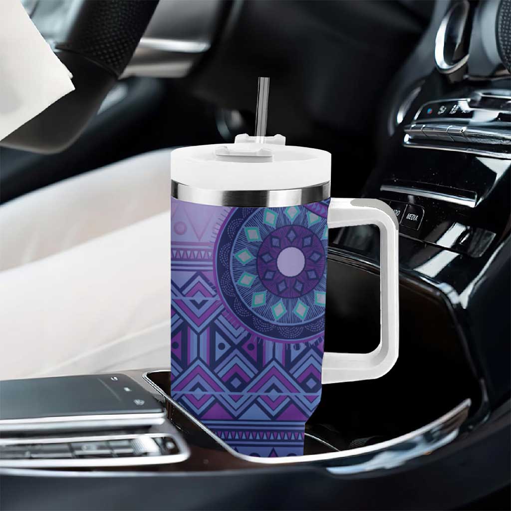 Africa Tribal Traditional Pattern Tumbler With Handle Purple Motif - Wonder Print Shop