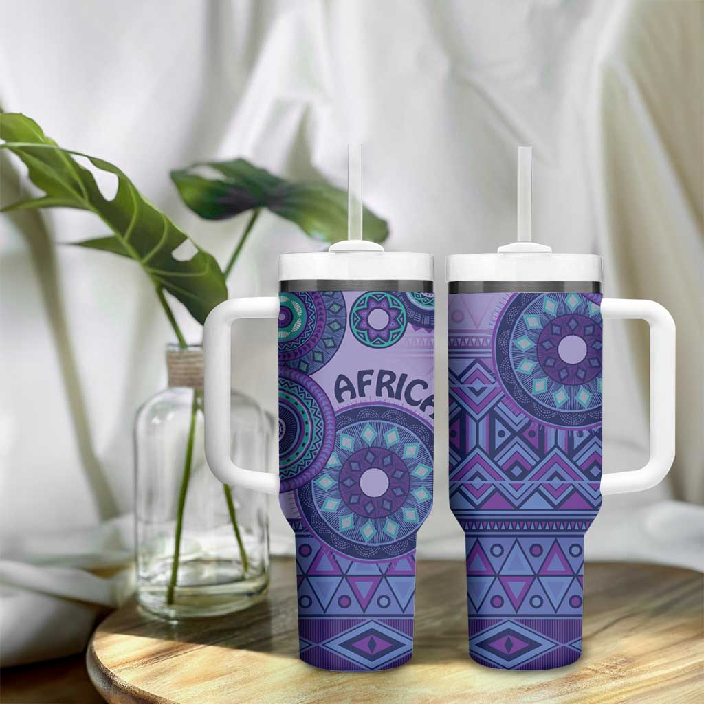 Africa Tribal Traditional Pattern Tumbler With Handle Purple Motif - Wonder Print Shop