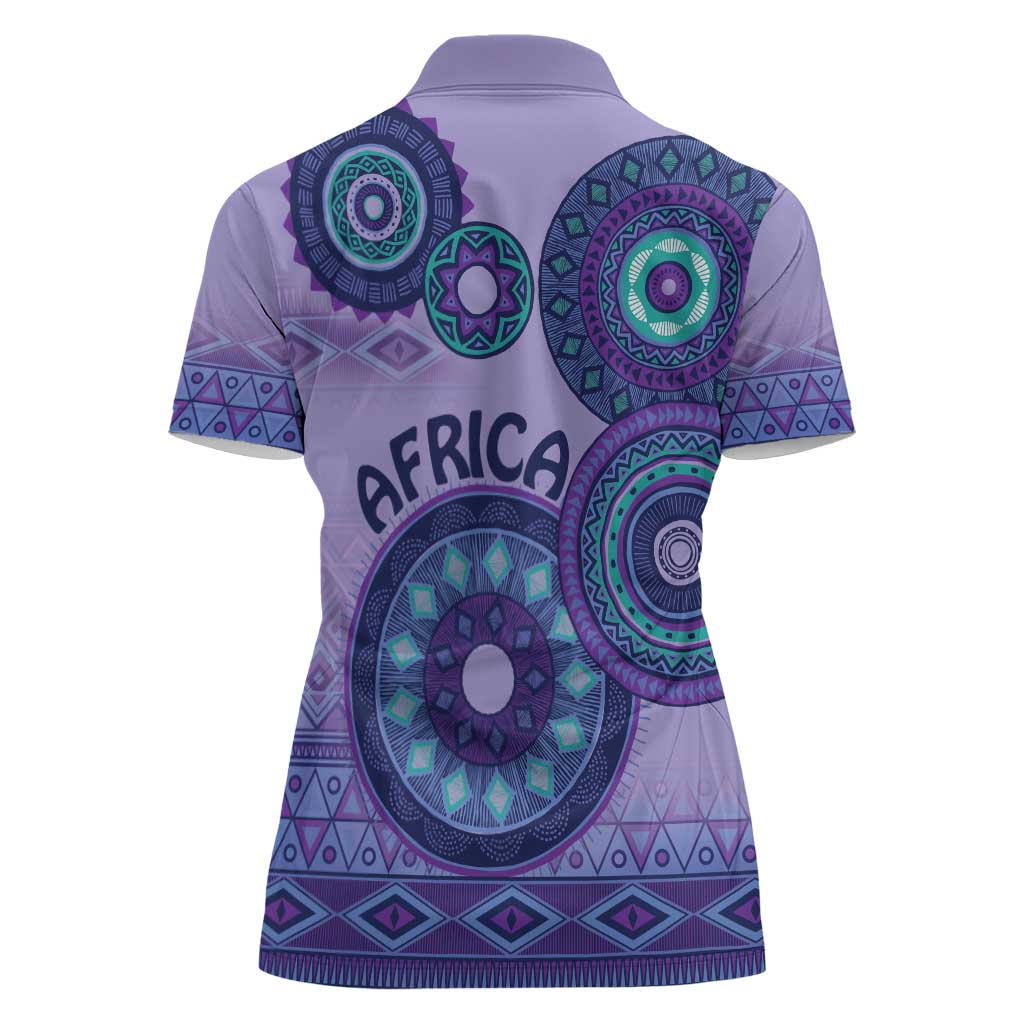 Africa Tribal Traditional Pattern Women Polo Shirt Purple Motif - Wonder Print Shop