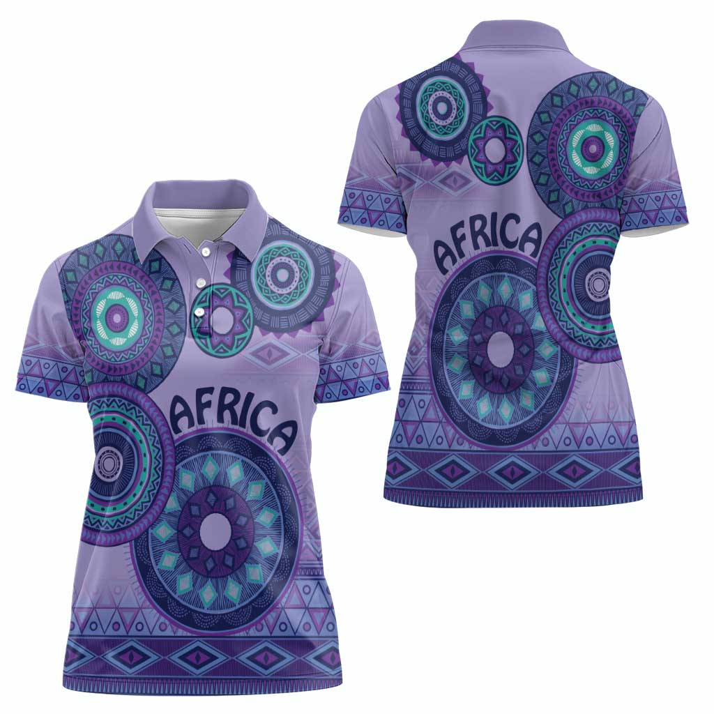Africa Tribal Traditional Pattern Women Polo Shirt Purple Motif - Wonder Print Shop
