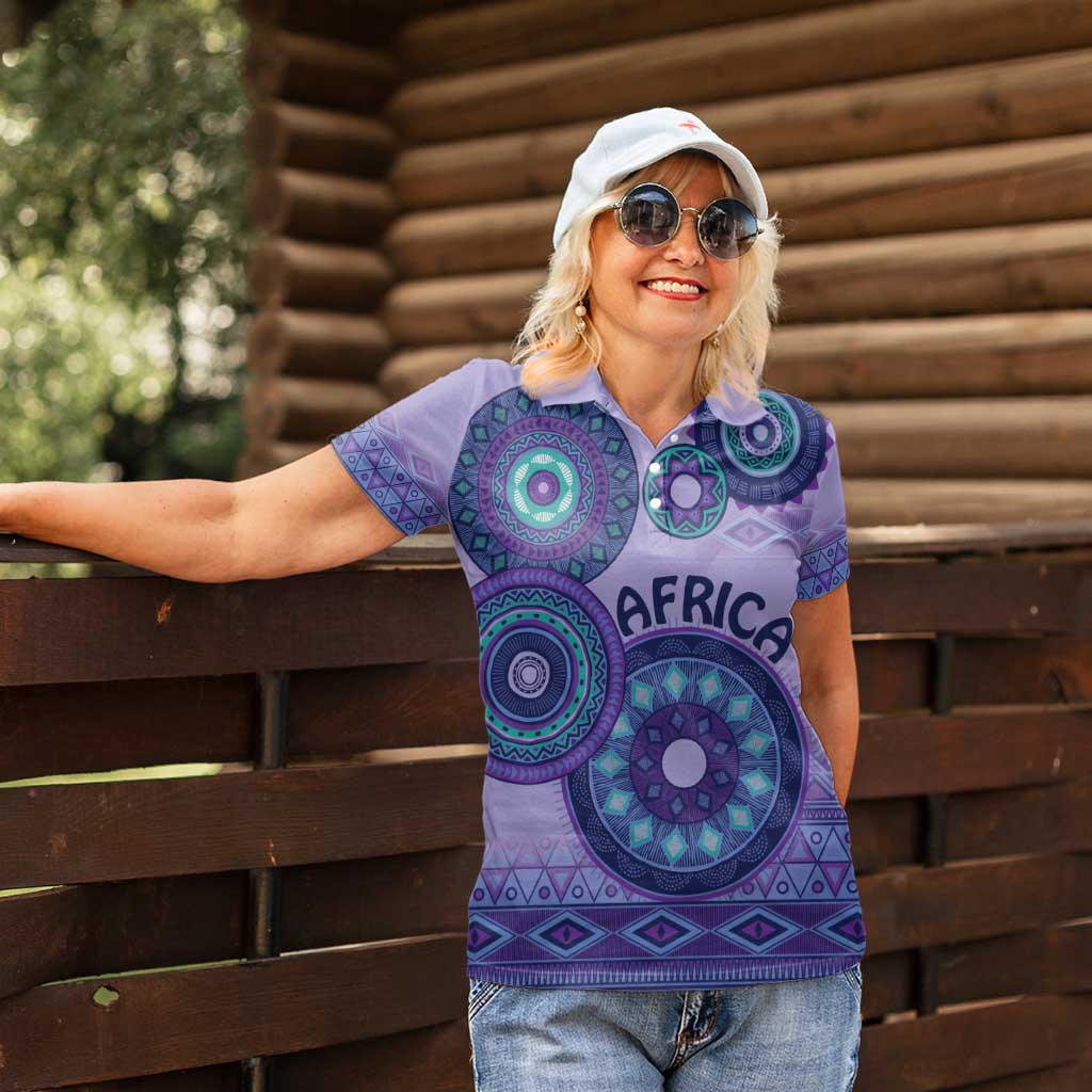 Africa Tribal Traditional Pattern Women Polo Shirt Purple Motif - Wonder Print Shop