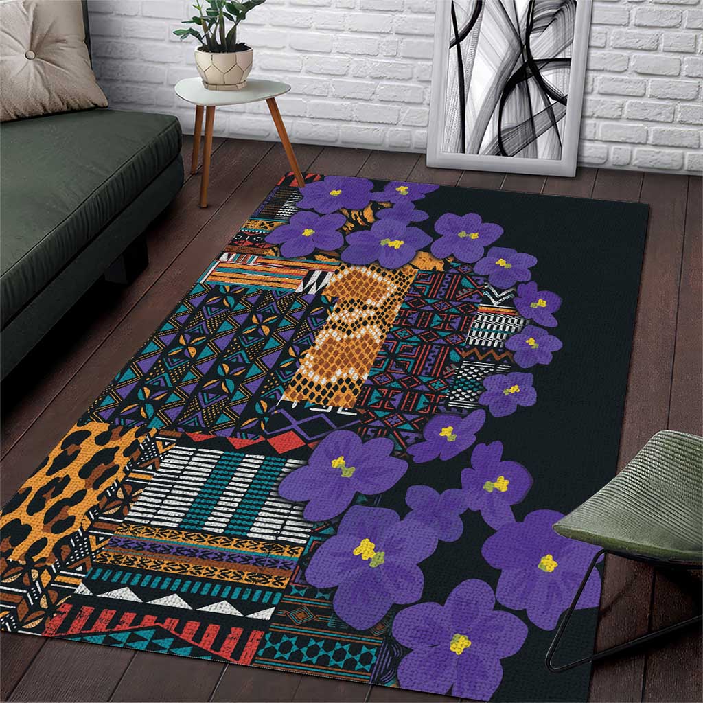 Africa Violets Flowers Area Rug Mix Native Tribal Pattern LT9 - Wonder Print Shop