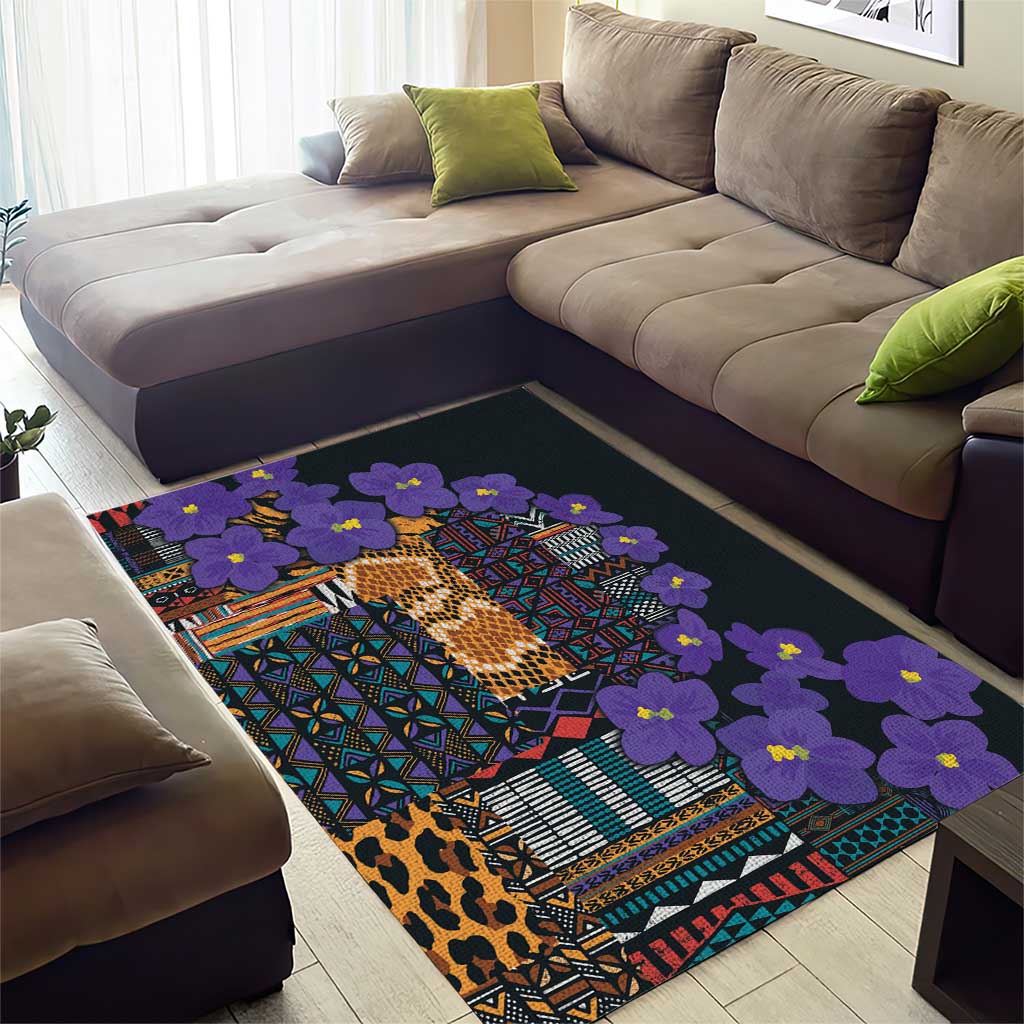 Africa Violets Flowers Area Rug Mix Native Tribal Pattern LT9 - Wonder Print Shop