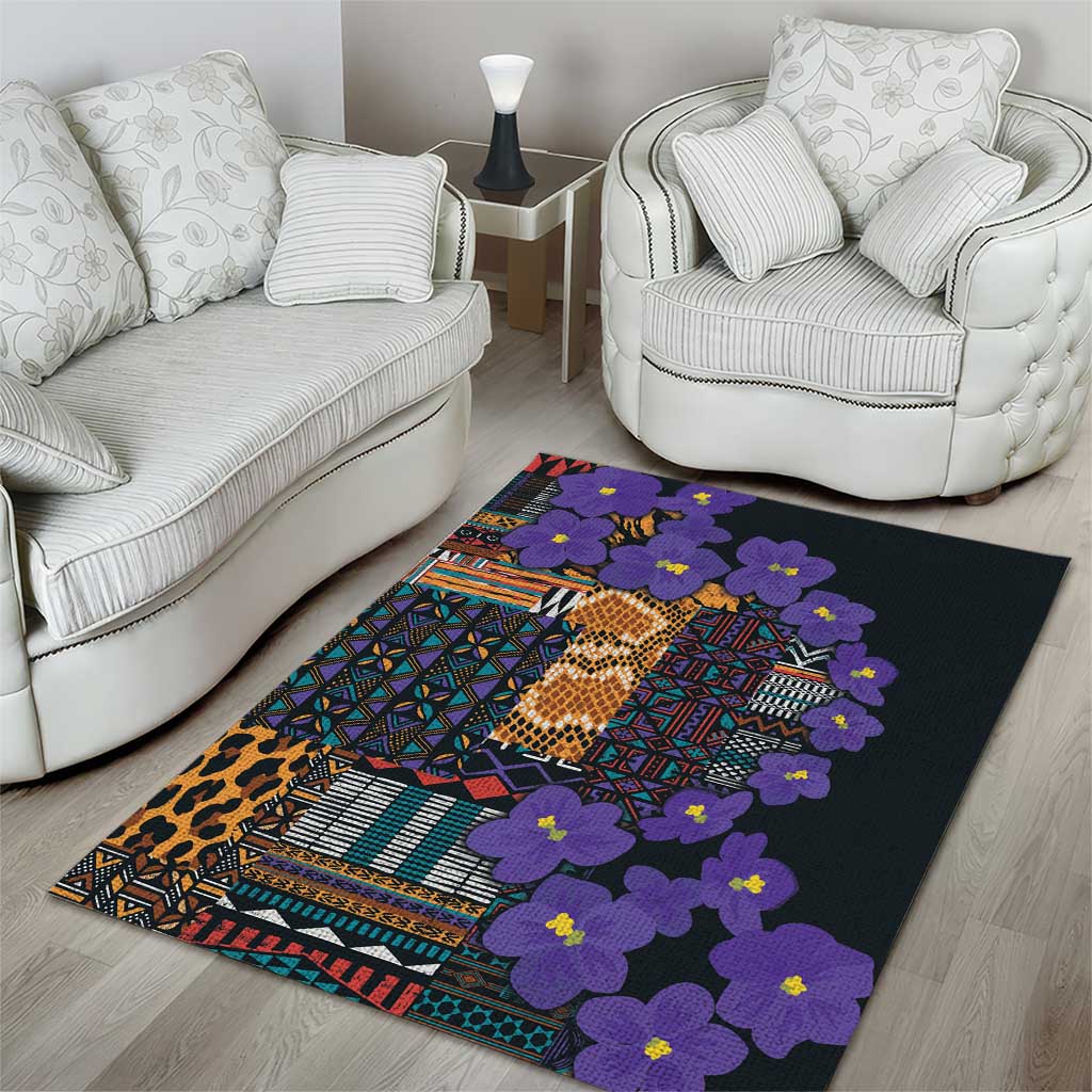 Africa Violets Flowers Area Rug Mix Native Tribal Pattern LT9 - Wonder Print Shop