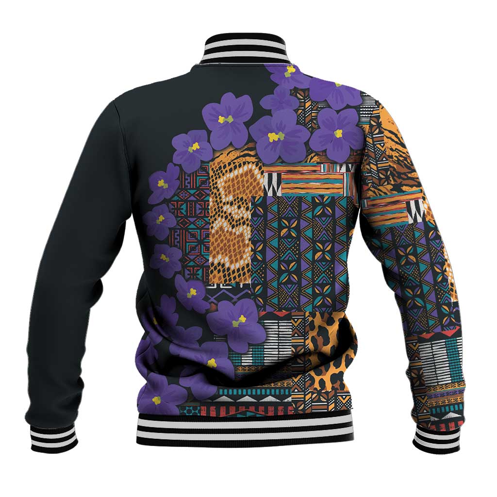 Africa Violets Flowers Baseball Jacket Mix Native Tribal Pattern LT9 - Wonder Print Shop