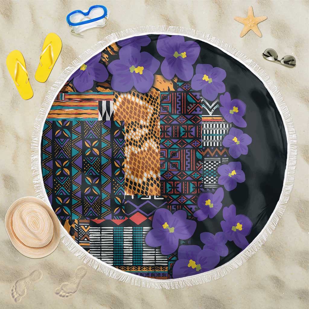 Africa Violets Flowers Beach Blanket Mix Native Tribal Pattern LT9 - Wonder Print Shop