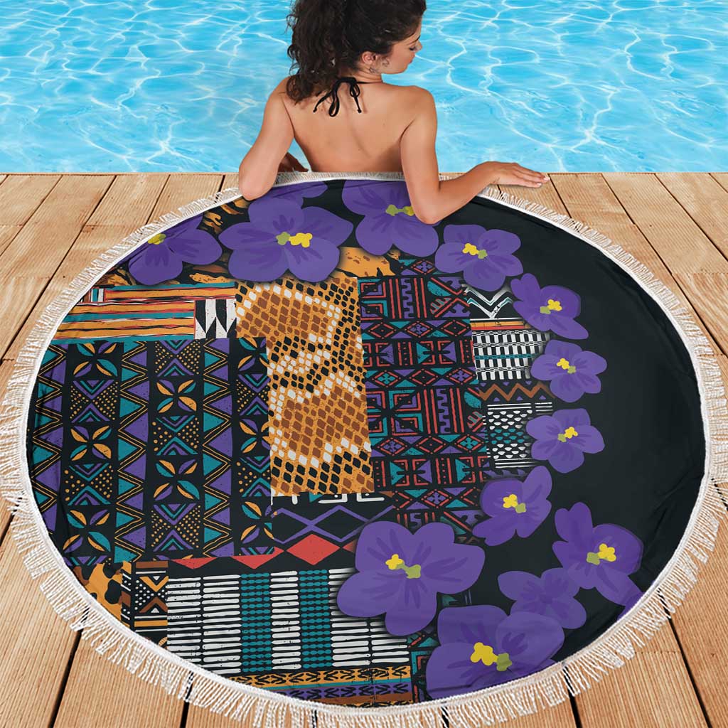 Africa Violets Flowers Beach Blanket Mix Native Tribal Pattern LT9 - Wonder Print Shop