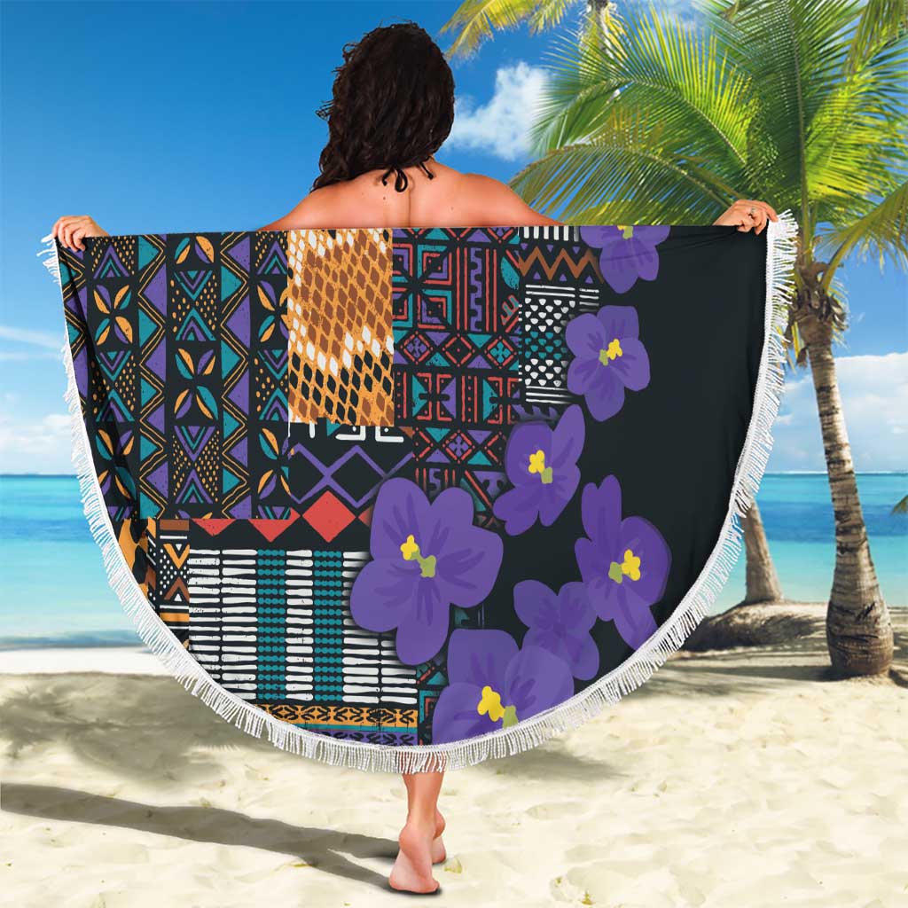 Africa Violets Flowers Beach Blanket Mix Native Tribal Pattern LT9 - Wonder Print Shop