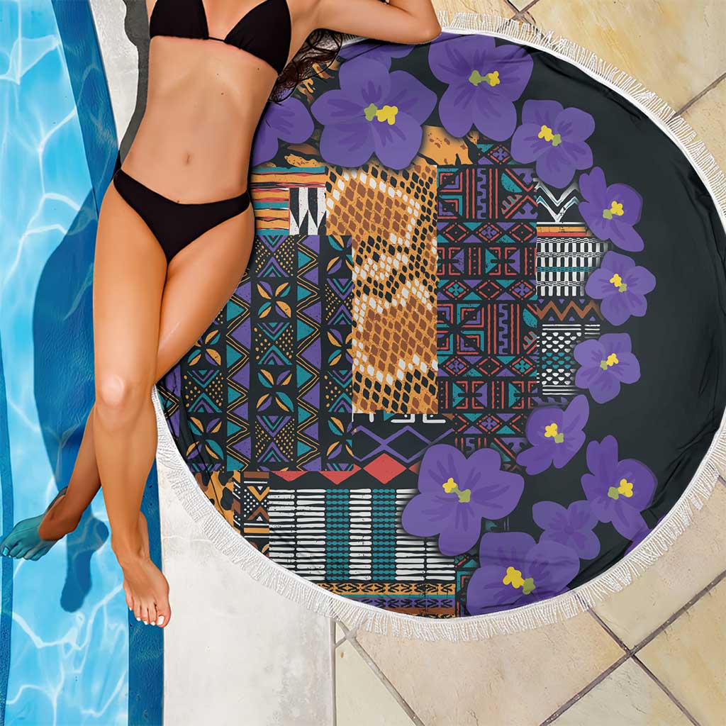Africa Violets Flowers Beach Blanket Mix Native Tribal Pattern LT9 - Wonder Print Shop