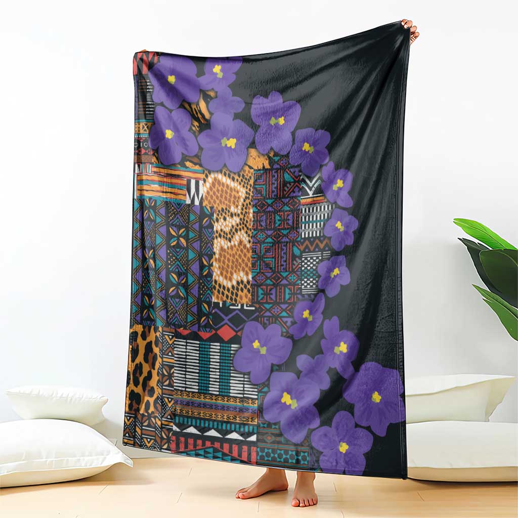 Africa Violets Flowers Blanket Mix Native Tribal Pattern