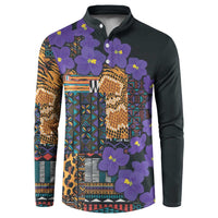 Africa Violets Flowers Button Sweatshirt Mix Native Tribal Pattern LT9 - Wonder Print Shop