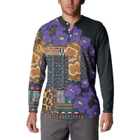 Africa Violets Flowers Button Sweatshirt Mix Native Tribal Pattern LT9 - Wonder Print Shop