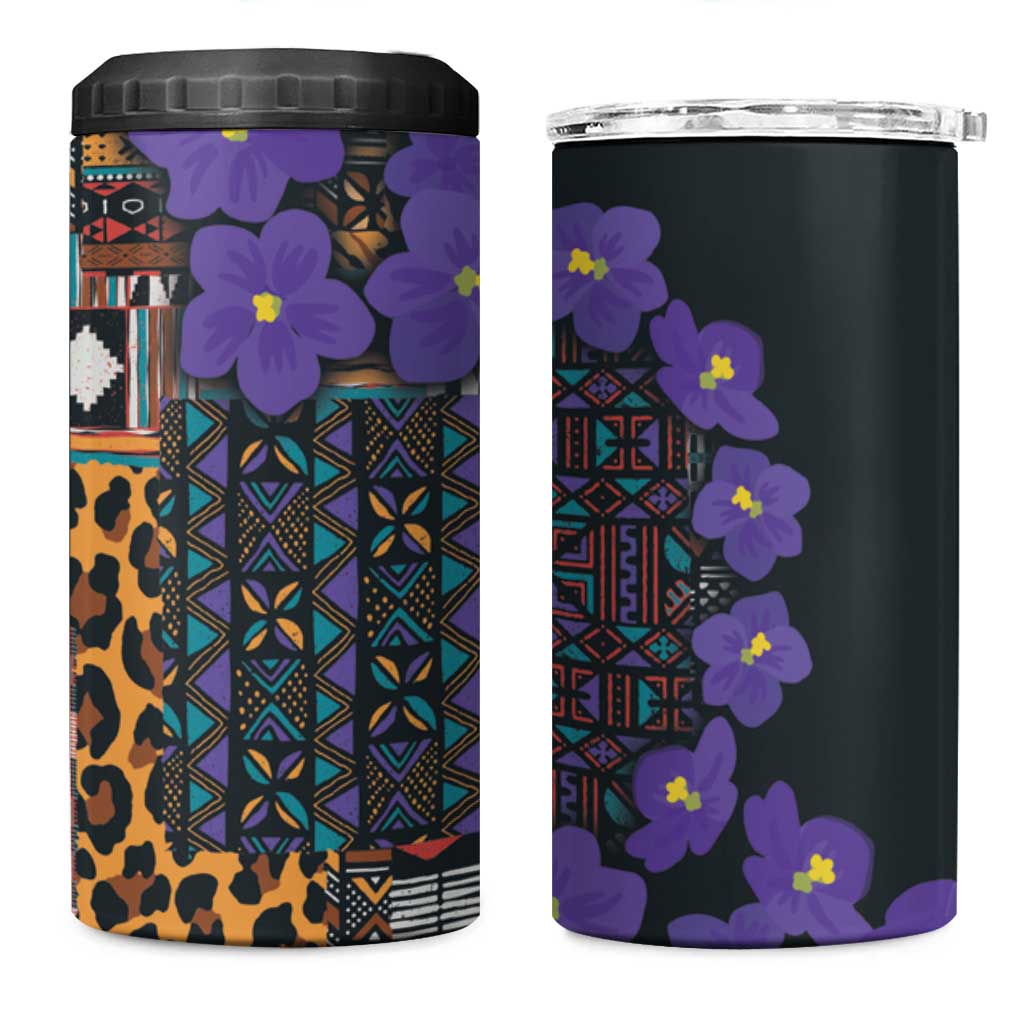 Africa Violets Flowers 4 in 1 Can Cooler Tumbler Mix Native Tribal Pattern LT9 - Wonder Print Shop