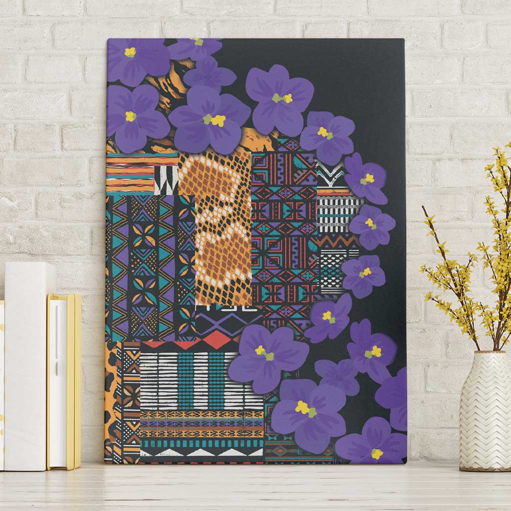 Africa Violets Flowers Canvas Wall Art Mix Native Tribal Pattern LT9 - Wonder Print Shop