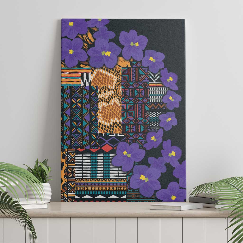 Africa Violets Flowers Canvas Wall Art Mix Native Tribal Pattern LT9 - Wonder Print Shop