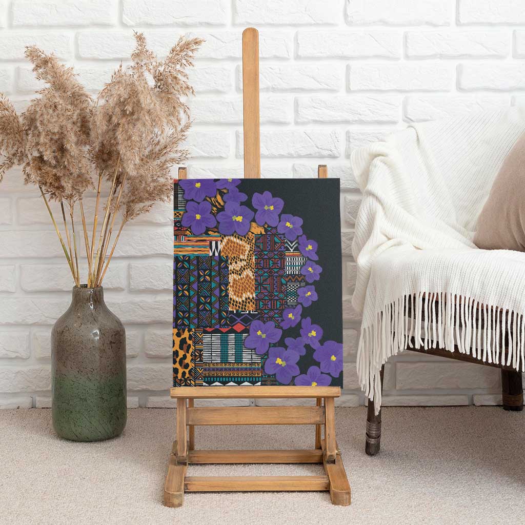 Africa Violets Flowers Canvas Wall Art Mix Native Tribal Pattern LT9 - Wonder Print Shop