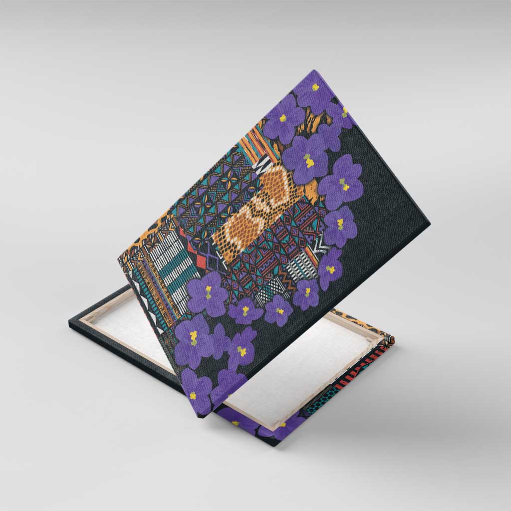 Africa Violets Flowers Canvas Wall Art Mix Native Tribal Pattern LT9 - Wonder Print Shop