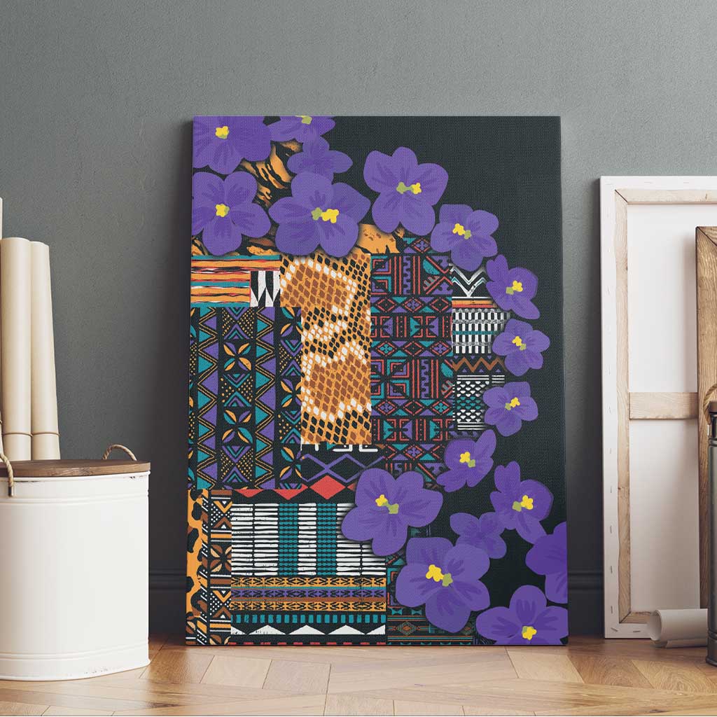 Africa Violets Flowers Canvas Wall Art Mix Native Tribal Pattern LT9 - Wonder Print Shop