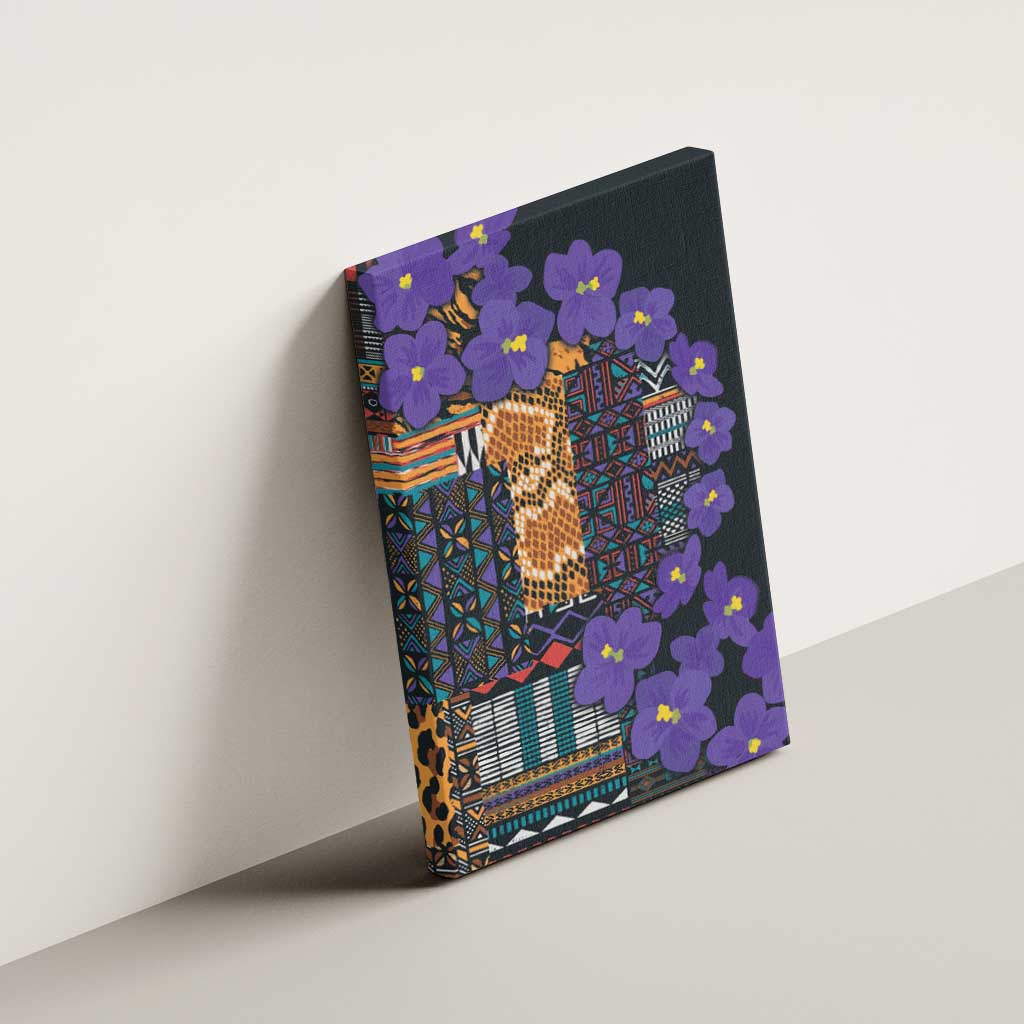 Africa Violets Flowers Canvas Wall Art Mix Native Tribal Pattern LT9 - Wonder Print Shop