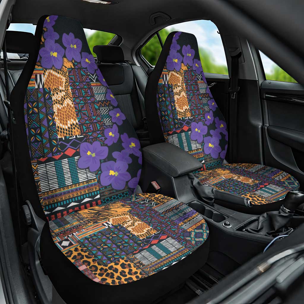 Africa Violets Flowers Car Seat Cover Mix Native Tribal Pattern LT9 - Wonder Print Shop