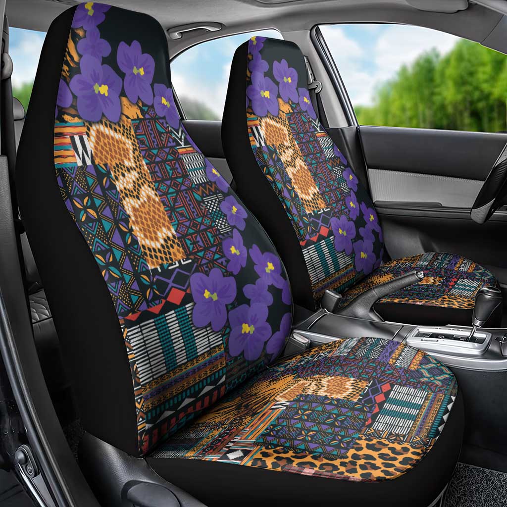Africa Violets Flowers Car Seat Cover Mix Native Tribal Pattern LT9 - Wonder Print Shop
