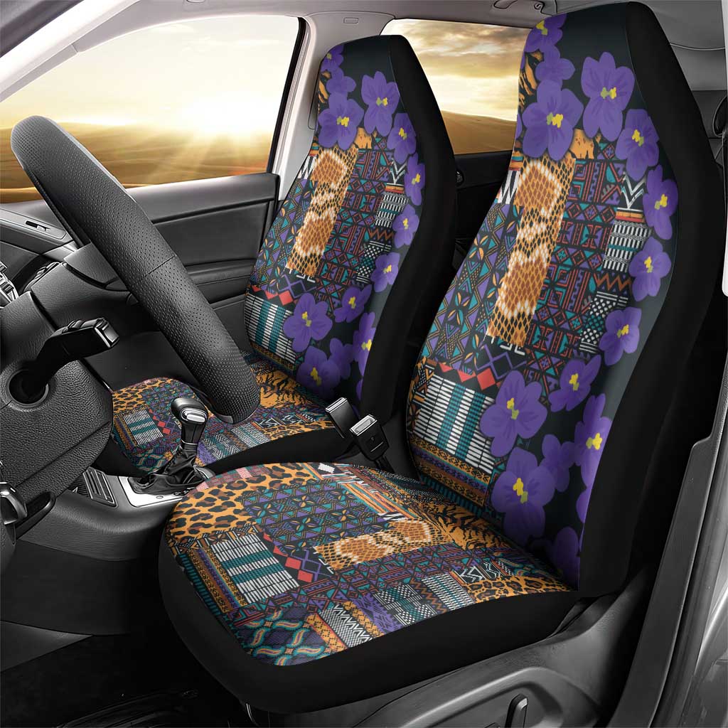 Africa Violets Flowers Car Seat Cover Mix Native Tribal Pattern LT9 - Wonder Print Shop