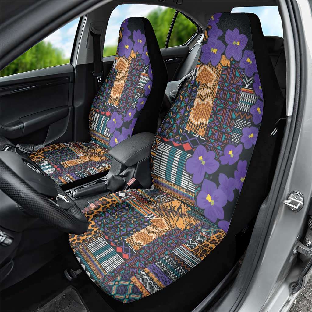 Africa Violets Flowers Car Seat Cover Mix Native Tribal Pattern LT9 - Wonder Print Shop