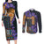 Africa Violets Flowers Couples Matching Long Sleeve Bodycon Dress and Long Sleeve Button Shirt Mix Native Tribal Pattern LT9 - Wonder Print Shop
