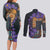 Africa Violets Flowers Couples Matching Long Sleeve Bodycon Dress and Long Sleeve Button Shirt Mix Native Tribal Pattern LT9 - Wonder Print Shop