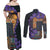 Africa Violets Flowers Couples Matching Off Shoulder Maxi Dress and Long Sleeve Button Shirt Mix Native Tribal Pattern LT9 - Wonder Print Shop