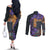 Africa Violets Flowers Couples Matching Off The Shoulder Long Sleeve Dress and Long Sleeve Button Shirt Mix Native Tribal Pattern