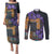 Africa Violets Flowers Couples Matching Puletasi and Long Sleeve Button Shirt Mix Native Tribal Pattern LT9 - Wonder Print Shop