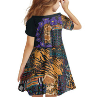 Africa Violets Flowers Family Matching Long Sleeve Bodycon Dress and Hawaiian Shirt Mix Native Tribal Pattern LT9 - Wonder Print Shop