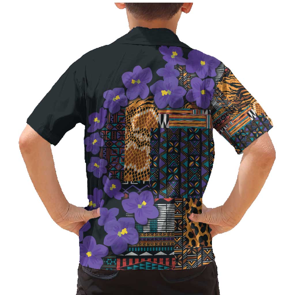 Africa Violets Flowers Family Matching Mermaid Dress and Hawaiian Shirt Mix Native Tribal Pattern LT9 - Wonder Print Shop