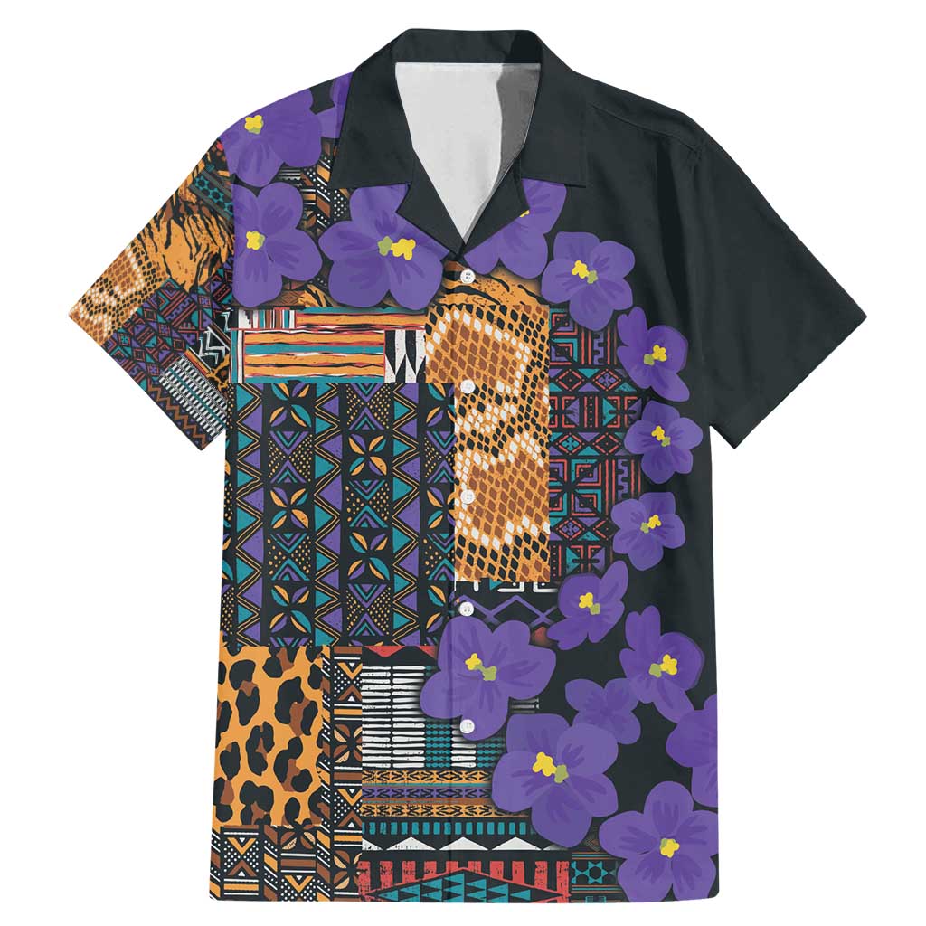 Africa Violets Flowers Family Matching Mermaid Dress and Hawaiian Shirt Mix Native Tribal Pattern LT9 - Wonder Print Shop