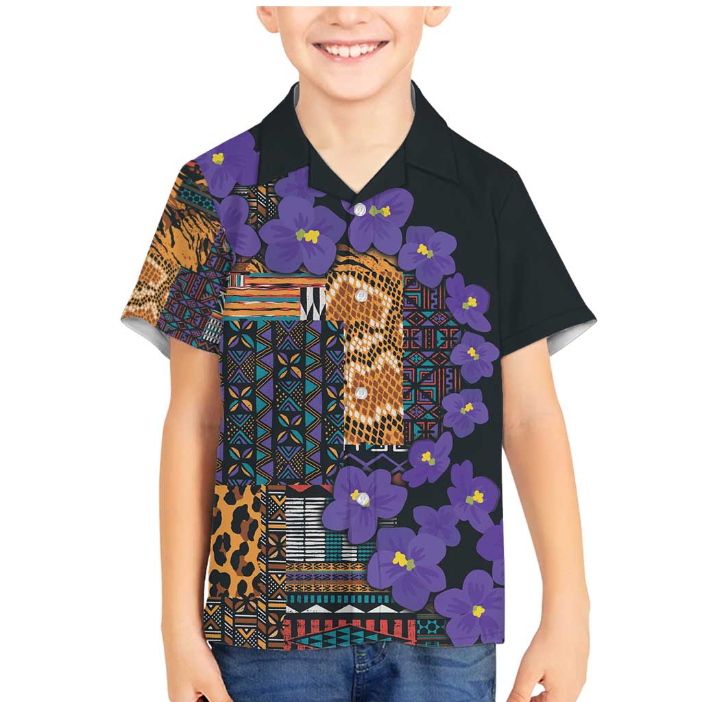 Africa Violets Flowers Family Matching Mermaid Dress and Hawaiian Shirt Mix Native Tribal Pattern LT9 - Wonder Print Shop