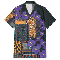 Africa Violets Flowers Family Matching Off The Shoulder Long Sleeve Dress and Hawaiian Shirt Mix Native Tribal Pattern - Wonder Print Shop