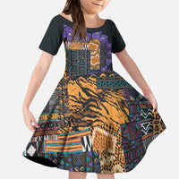 Africa Violets Flowers Family Matching Off Shoulder Maxi Dress and Hawaiian Shirt Mix Native Tribal Pattern LT9 - Wonder Print Shop