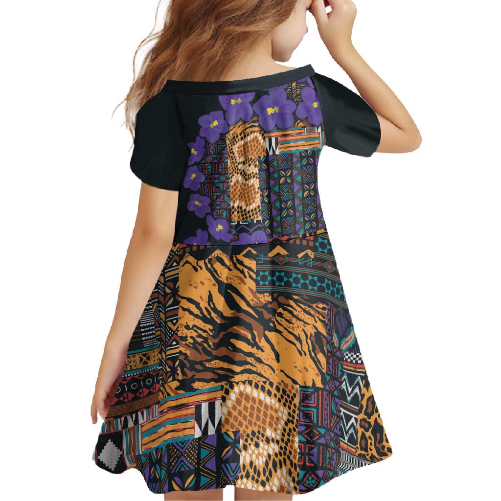 Africa Violets Flowers Family Matching Off Shoulder Maxi Dress and Hawaiian Shirt Mix Native Tribal Pattern LT9 - Wonder Print Shop
