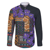 Africa Violets Flowers Family Matching Off Shoulder Maxi Dress and Hawaiian Shirt Mix Native Tribal Pattern LT9 - Wonder Print Shop