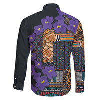 Africa Violets Flowers Family Matching Off Shoulder Maxi Dress and Hawaiian Shirt Mix Native Tribal Pattern LT9 - Wonder Print Shop