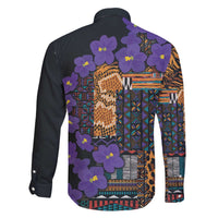 Africa Violets Flowers Family Matching Off Shoulder Short Dress and Hawaiian Shirt Mix Native Tribal Pattern LT9 - Wonder Print Shop