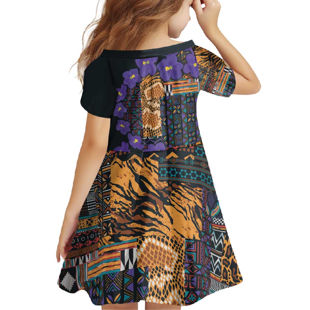 Africa Violets Flowers Family Matching Summer Maxi Dress and Hawaiian Shirt Mix Native Tribal Pattern - Wonder Print Shop