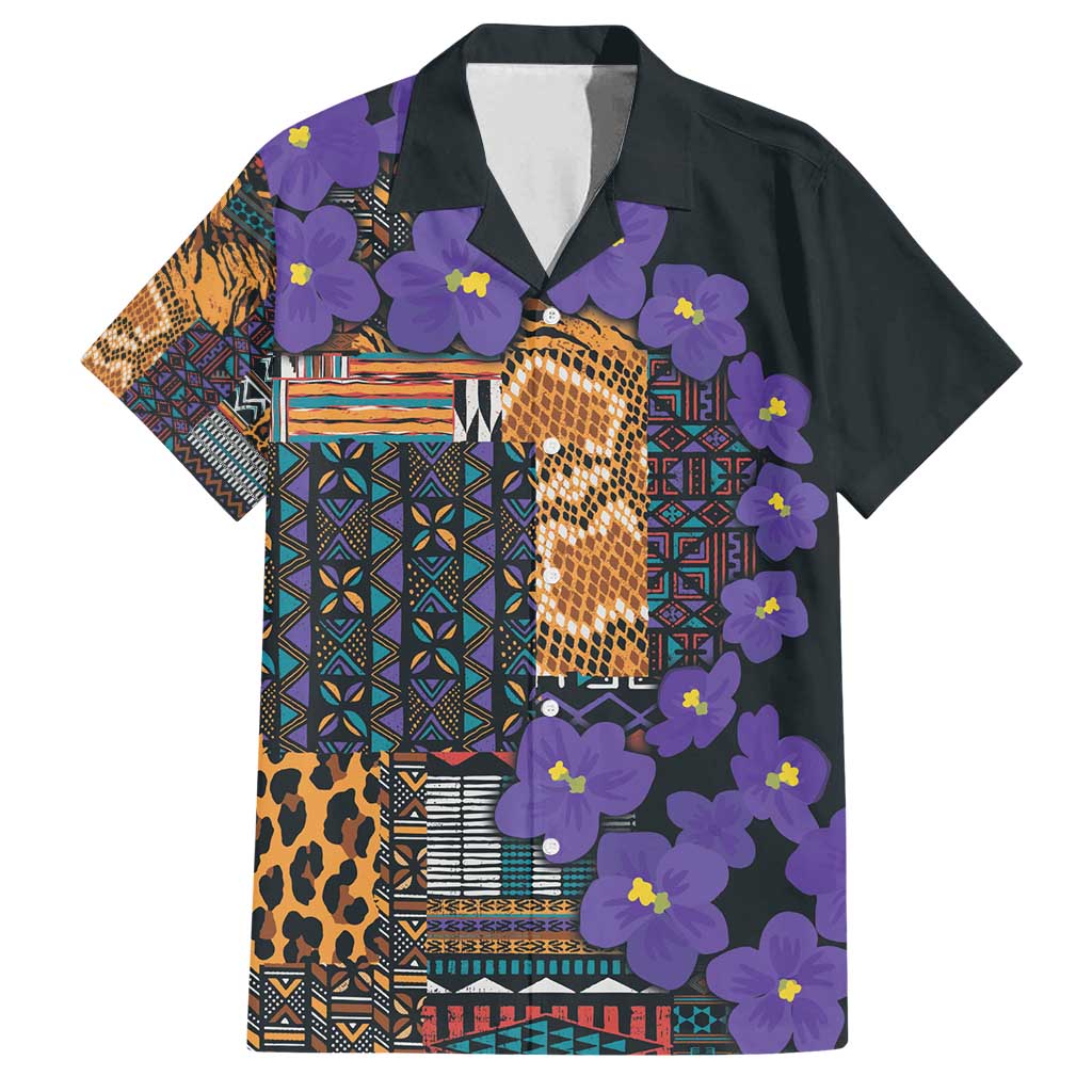 Africa Violets Flowers Family Matching Summer Maxi Dress and Hawaiian Shirt Mix Native Tribal Pattern - Wonder Print Shop