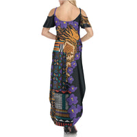 Africa Violets Flowers Family Matching Summer Maxi Dress and Hawaiian Shirt Mix Native Tribal Pattern - Wonder Print Shop